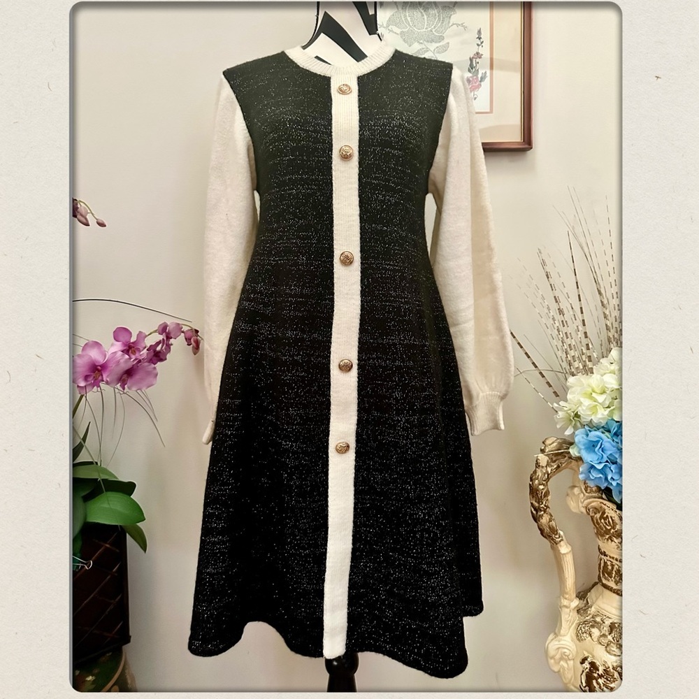 Elegant Black and Cream Dress